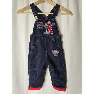 VTG Baby Toddler Sesame Street Elmo Fleece Lined Warm Overalls 18 Months Unisex